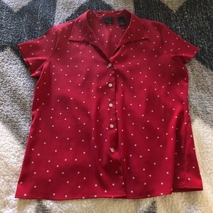 Red Polka dot button down